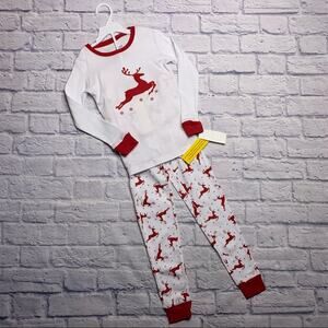 Leveret Red & White Reindeer Pajamas